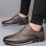 Men's Trendy Faux Leather Contrast Color Lace Up Flats Shoes