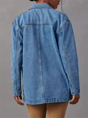 Cool Vintage Denim Blue Blazer Coat for Women