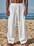Comfy Men's Linen Solid Color Drawstring Pants
