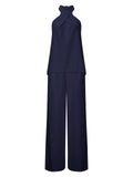 Female Popular Casual Halter Neck Sleeveless Solid Color Outfit