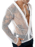 Deep V-neck Transparent Mesh Shirts for Male