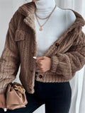 Ladies Lapel Fuzzy Jacket Faux Fur Coat