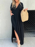 Sexy V Neck High Split Waisted Beach Dress for Women