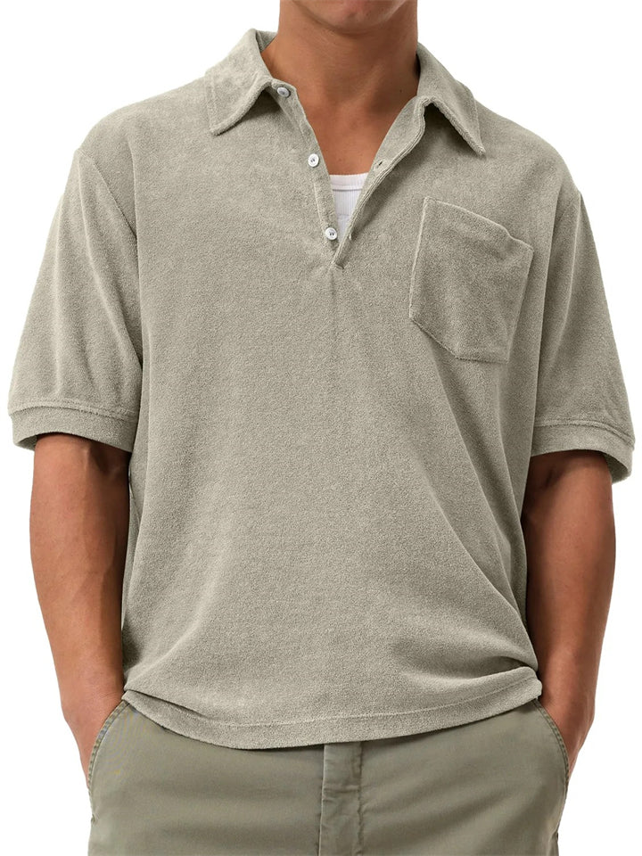 Men's Solid Color Short Sleeve Lapel Polo Shirt