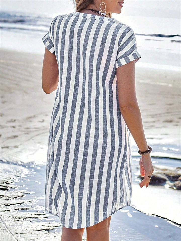 Women's Casual Summer Holiday Style Striped Short Sleeve Blouses