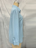 Women's Elegant Blue Solid Color Button Up Lapel Long Sleeve Blouses