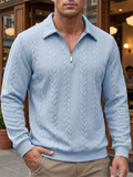 Mens Cable Knit Zip Up Pullover Long Sleeve Sweatshirts