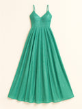 Women's Fitted Waist Sexy Backless Shining Strappy Prom Dress