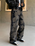 Men's Cool Mid-Waist Loose Fit Jeans with Rhinestone