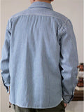 Men's Retro Long Sleeve Stripe Cargo Shirts