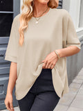 Women's Loose Solid Color Round Neck Short Sleeve T-Shirt