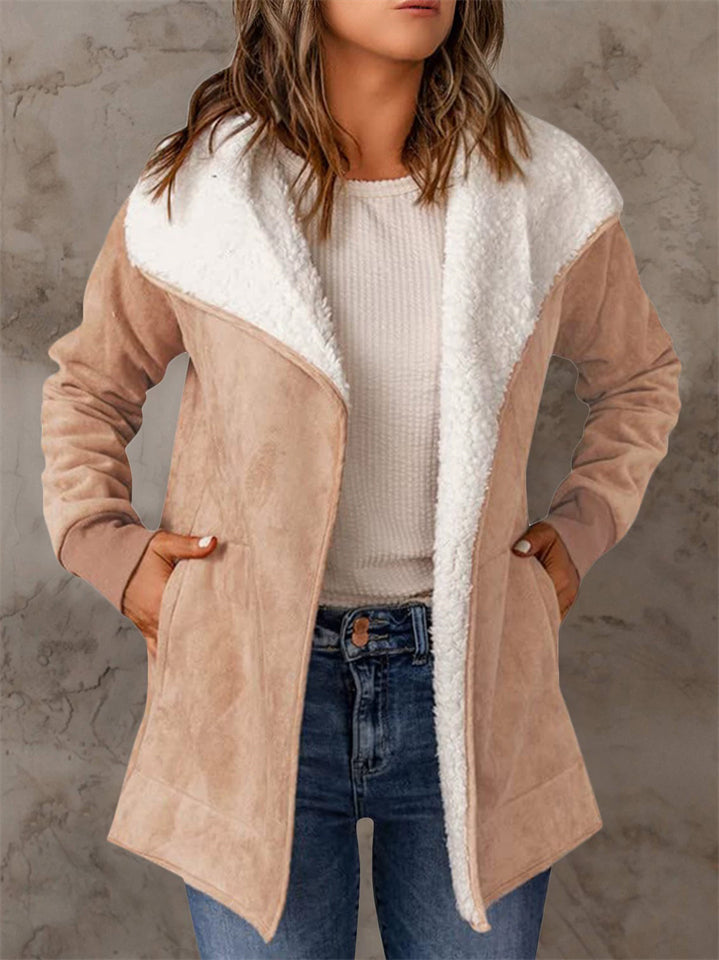‌Women's Winter Faux Suede Fleece Lined Cardigan Coats