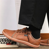 Men's Casual Faux Leather Solid Color Lace Up Low Top Flats Shoes