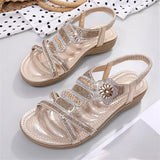 Women's Floral Rhinestone Flat Gorgeous Summer Sandals