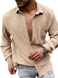 Comfortable Lapel Long Sleeve Loose Linen Shirt for Men
