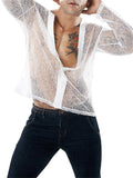 Deep V-neck Transparent Mesh Shirts for Male