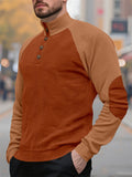 Men's Autumn Color Block Corduroy Pullover Long Sleeve Sweatshirts