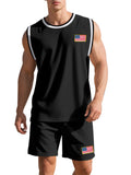 Men's Summer Round Neck Sleeveless Top and Drawstring Pants Set
