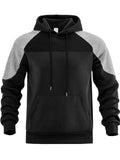 Men's Casual Streetwear Loose Fit Color Block Hoodies with Kangaroo Pocket