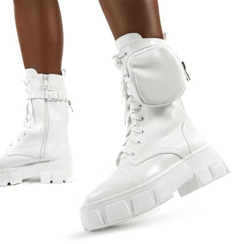 Cool Chunky Sole Lace-up Pouch Combat Boots