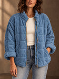 Women Casual Quilted Lightweight Padded Zip Up Jacket