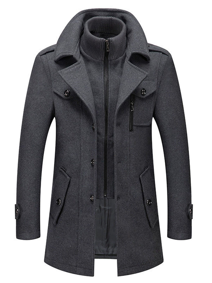 Men's Classic Warm Wool Blend Trench Coat