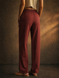 Women High Waist Elastic Casual Summer Wide Leg Pants