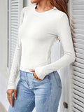 Female Autumn Slim Fit Crew Neck Pullover Shirt