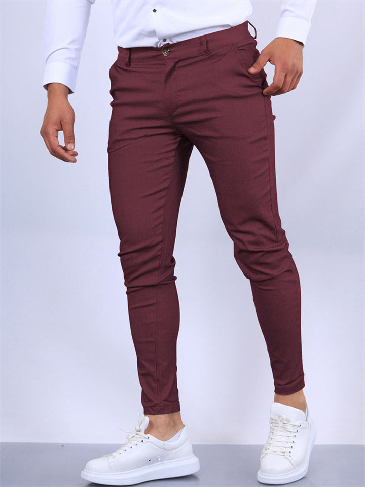 Men's Casual Pure Color Slim Fit Formal Pants