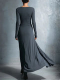 ‌Autumn Elegant Slim Fit Pleated Long Sleeve Maxi Dress for Women‌