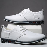 Men's Faux Leather Soft Solid Color Lace Up Flats Shoes