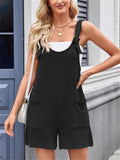Women's Summer Casual Solid Color Pockets Strap Short Jumpsuits