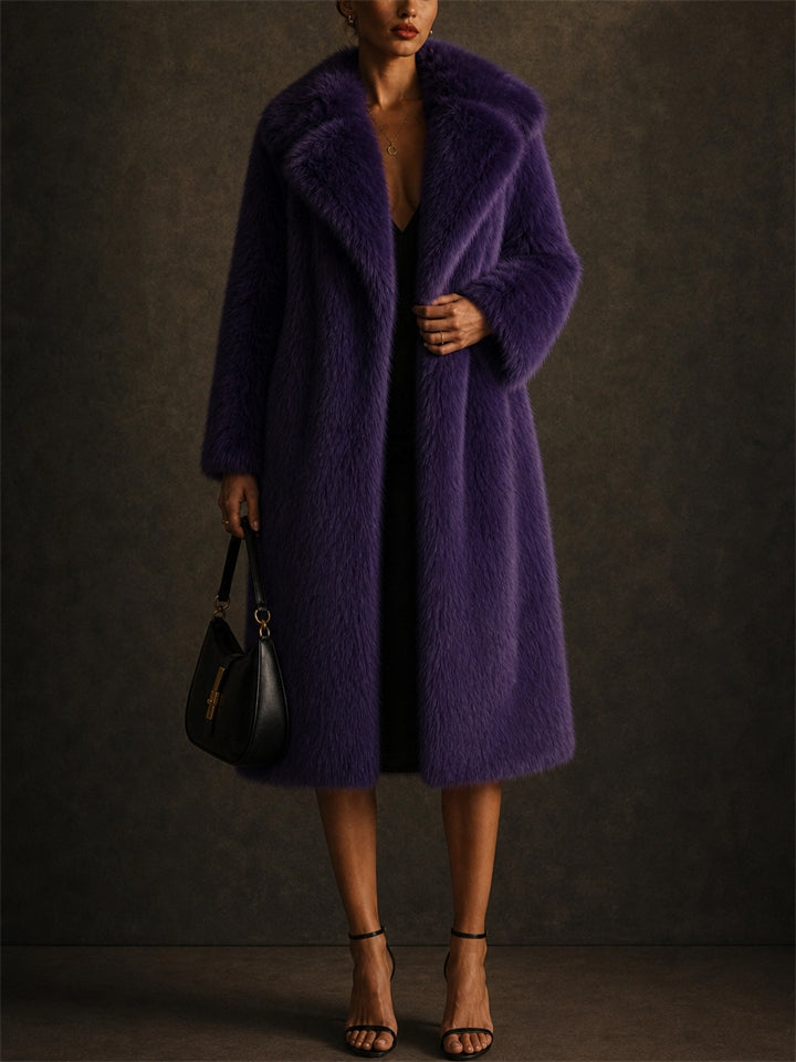 Women's Trendy Winter Mid-Length Faux Fur Fluffy Cardigan Coats