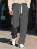 Men's Casual Solid Color Twisted Jacquard Drawstring Trousers