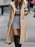 Women' S Winter Solid Color Long Hooded Cardigan Long Coats