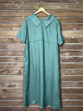 Women's Casual Summer Solid Color Round Neck Pile Collar Dress
