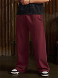 Men's Casual Solid Color Mid Waist Elastic Sporty Straight Wide Leg Trousers