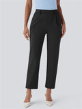 Women's Solid Color Casual Straight Cropped Suit Pants