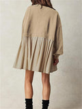Female Casual Sweatshirt Patchwork Pleated Dress