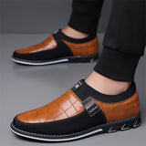 Men's Casual Plaid Faux Leather Flats Slip-ons Shoes