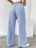 Women's Casual Street Striped Drawstring Wide Leg Pants