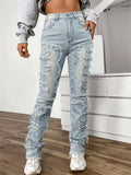 Women's Hip-Hop Raw Edge Mid-Rise Skinny Stacked Jeans