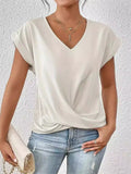 Women's Summer Basic Solid Color V Neck Short Sleeve T-Shirts