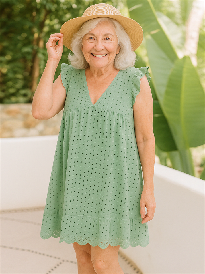 Women's Cute Eyelet California Romper Dress