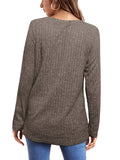 Female Knitwear Solid Ribbed Autumn Winter T-shirts