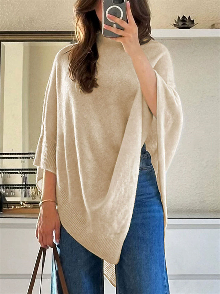 Women's Loose Fit Batwing Sleeve Daily Wear Soft Autumn Cape Sweaters