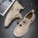 Male's Faux Leather Mesh Patchwork Outdoor Elastic Laces Sneakers