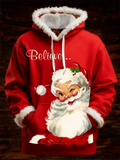 Men's Contrast Trim Printed Christmas Hooded Sweatshirts