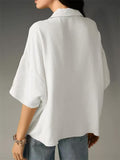 Women's Casual Elegant Solid Color Pullover Lapel Blouse