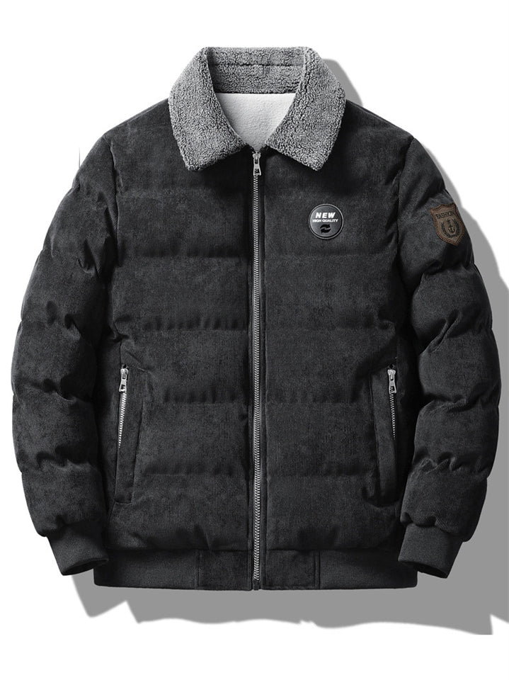 Men's Winter Fleece Lined Thickened Corduroy Workwear Retro Parka Coats